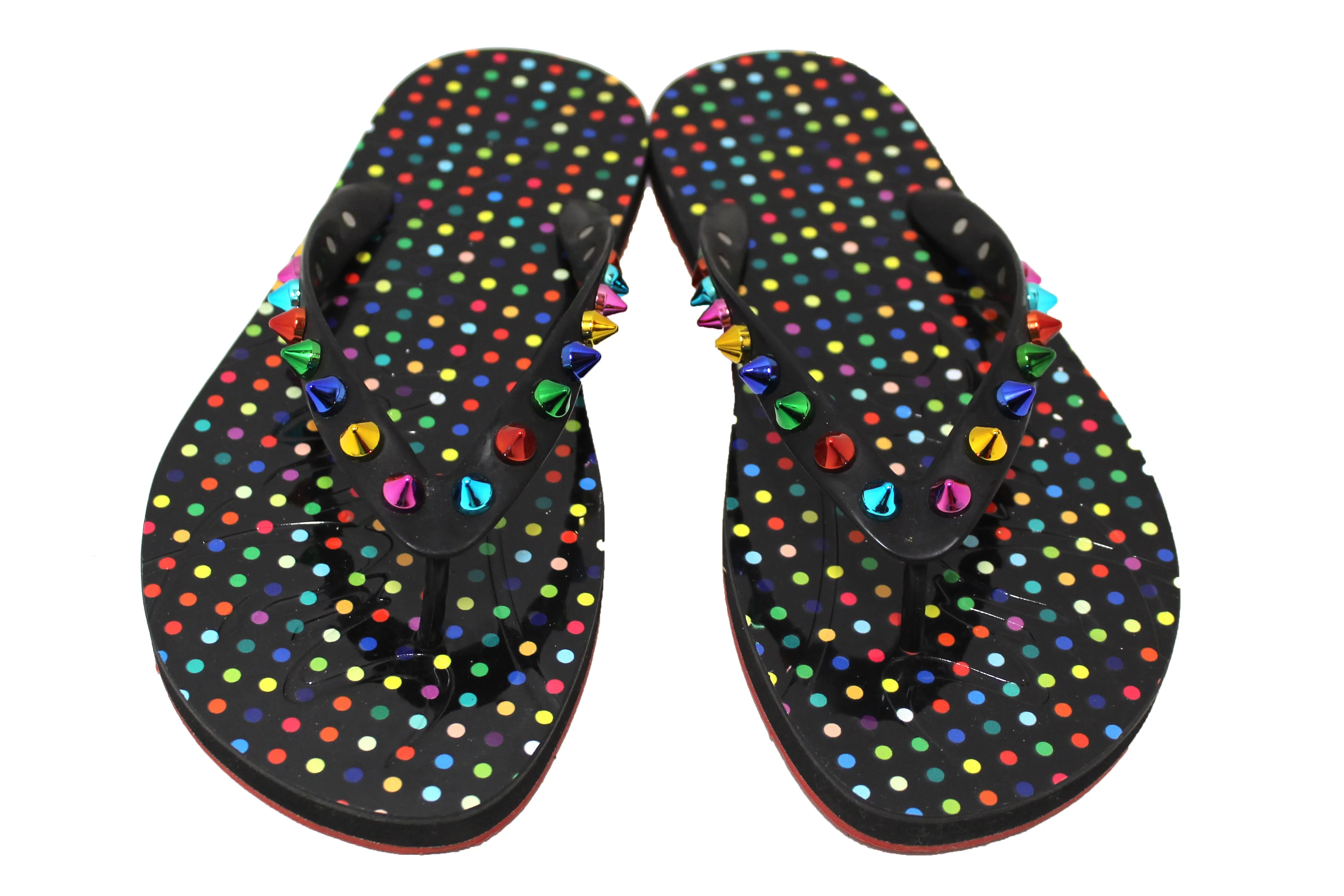 Authentic Christian Louboutin Loubi Flip Spikes Donna Thong Sandals Size 37