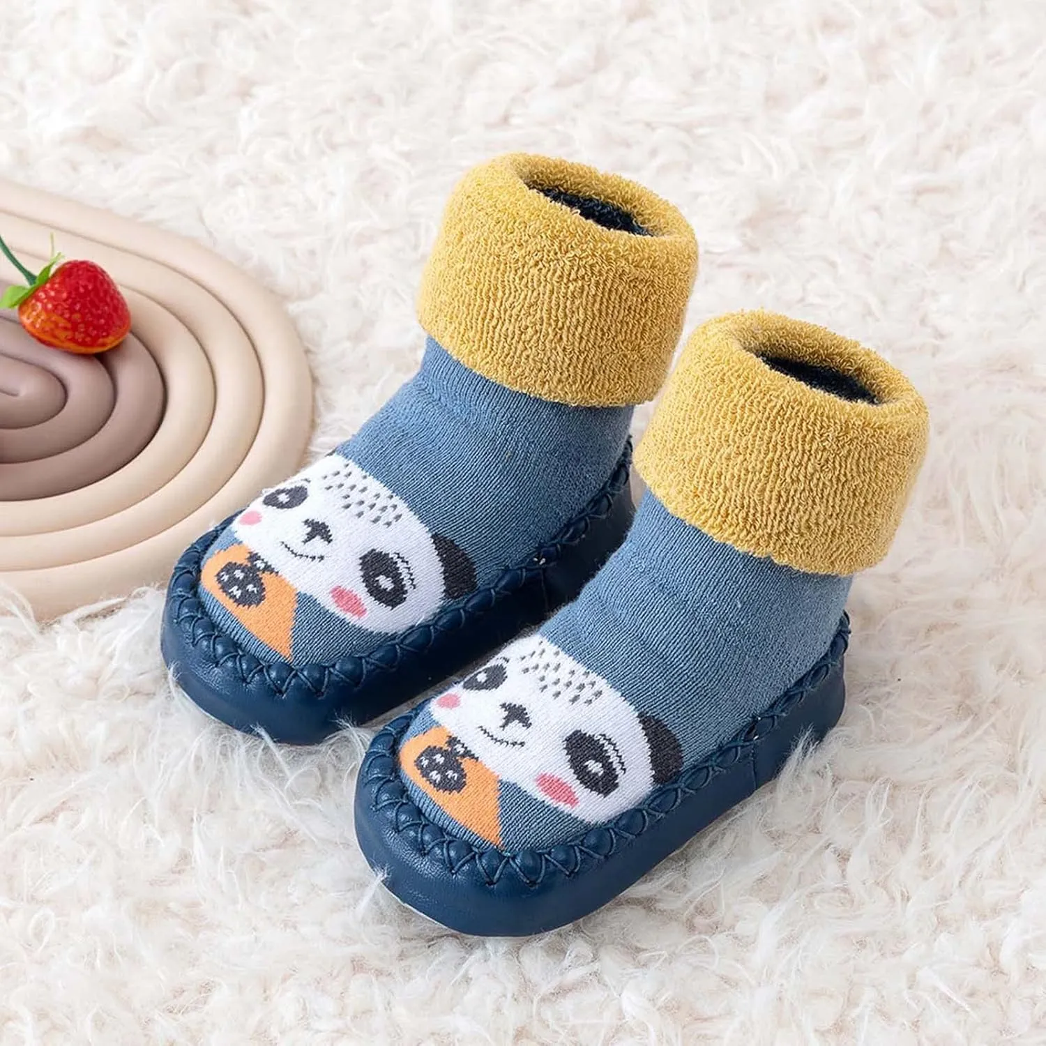 Baby Sock Shoes Autumn and Winter Cute Children Toddler Shoes Blat Bottom Non Slip Socks Shoes Warm and White Shoes