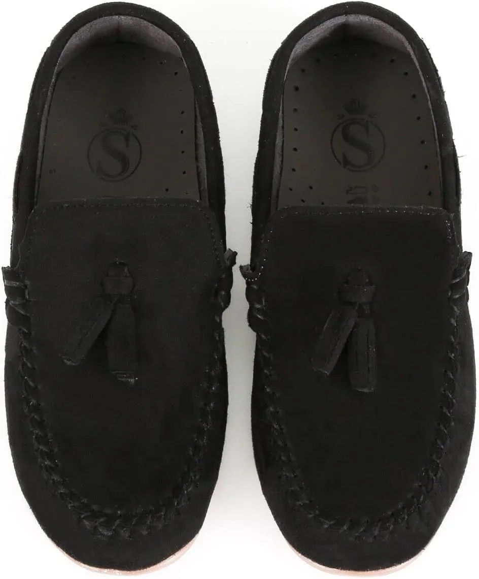Boys Suede Penny Loafers with Woven Design  Casual Footwear with Platform Sole