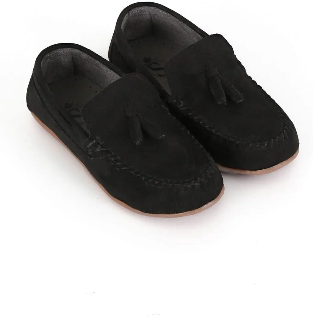 Boys Suede Penny Loafers with Woven Design  Casual Footwear with Platform Sole