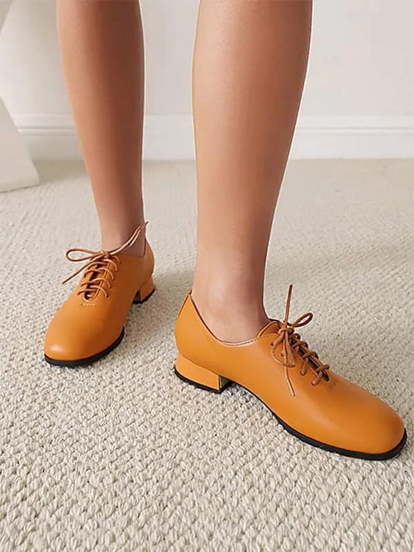 Casual Crossed Laces Square Toe&Loafers