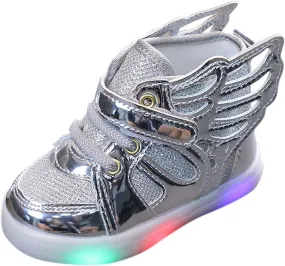 Children Light Up Shoes Baby Glitter Shoes Flashing High top Sneakers Breathable Glowing Sneaker LED Luminous Shoes