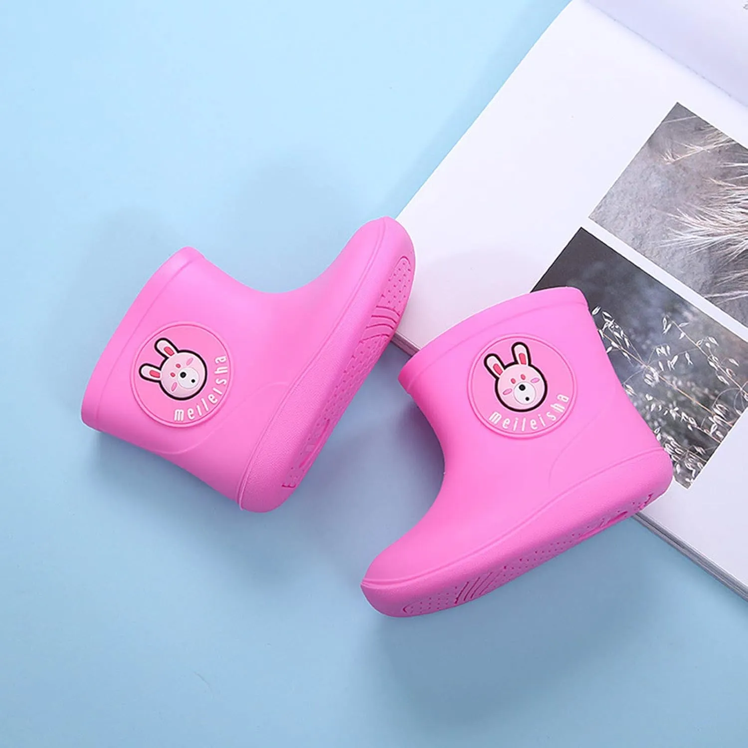 Children's Spring Fall Cartoon Waterproof Rain Boots for Little Kids Toddler Baby Boys Girls Anti-Slip Ankle Rainshoes