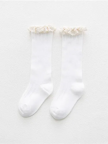 Girls White Frilly Costume Socks