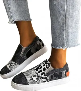 Lausiuoe Shoes For Women Sneakers Trendy Fashion Low Top Comfortable Canvas Walking Shoes Casual Non-Slip Flat Loafers