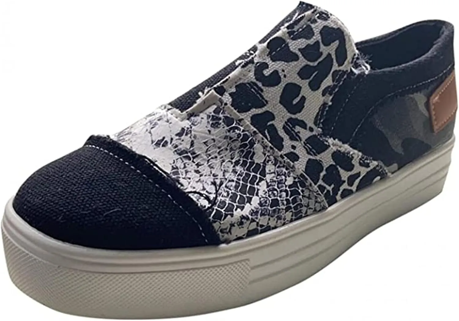 Lausiuoe Shoes For Women Sneakers Trendy Fashion Low Top Comfortable Canvas Walking Shoes Casual Non-Slip Flat Loafers