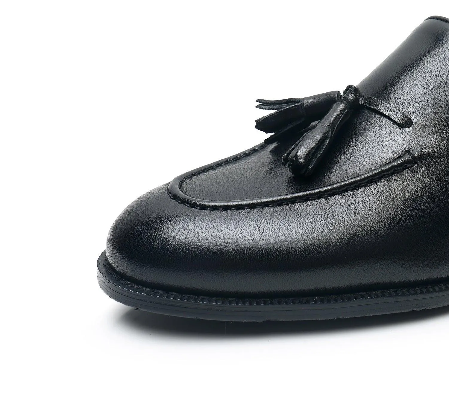 Leather Round Toe Slip-On Business Loafers - Men Shoes
