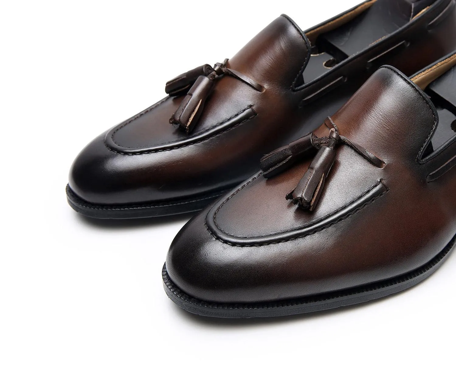 Leather Round Toe Slip-On Business Loafers - Men Shoes