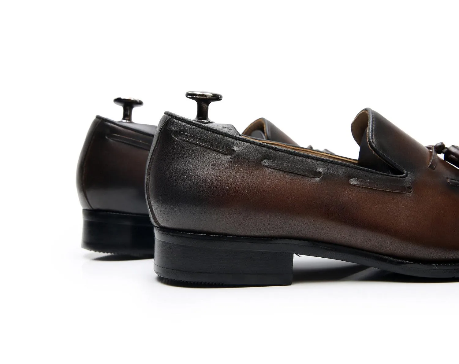 Leather Round Toe Slip-On Business Loafers - Men Shoes