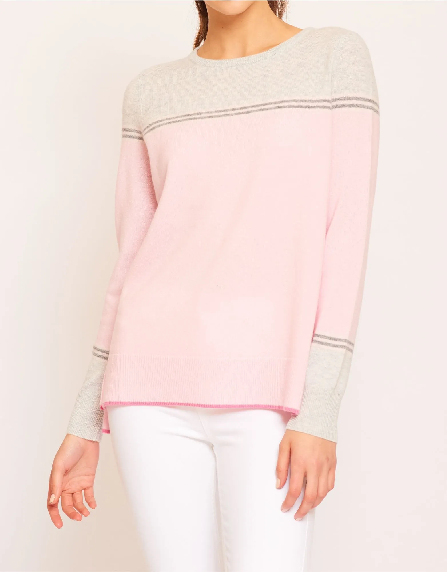 Mille Feuille Sweater- Snow/Pink