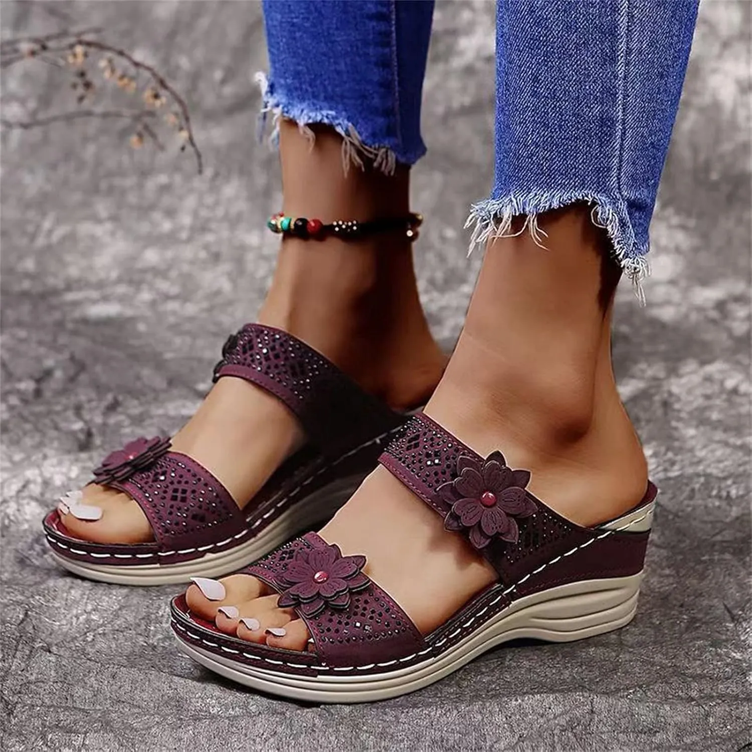 Orthopedic Summer Slides for Women with Arch Support Comfortable Walking Shoes Lightweight Adjustable Straps Beach Casual Outdoor Recovery Sandals