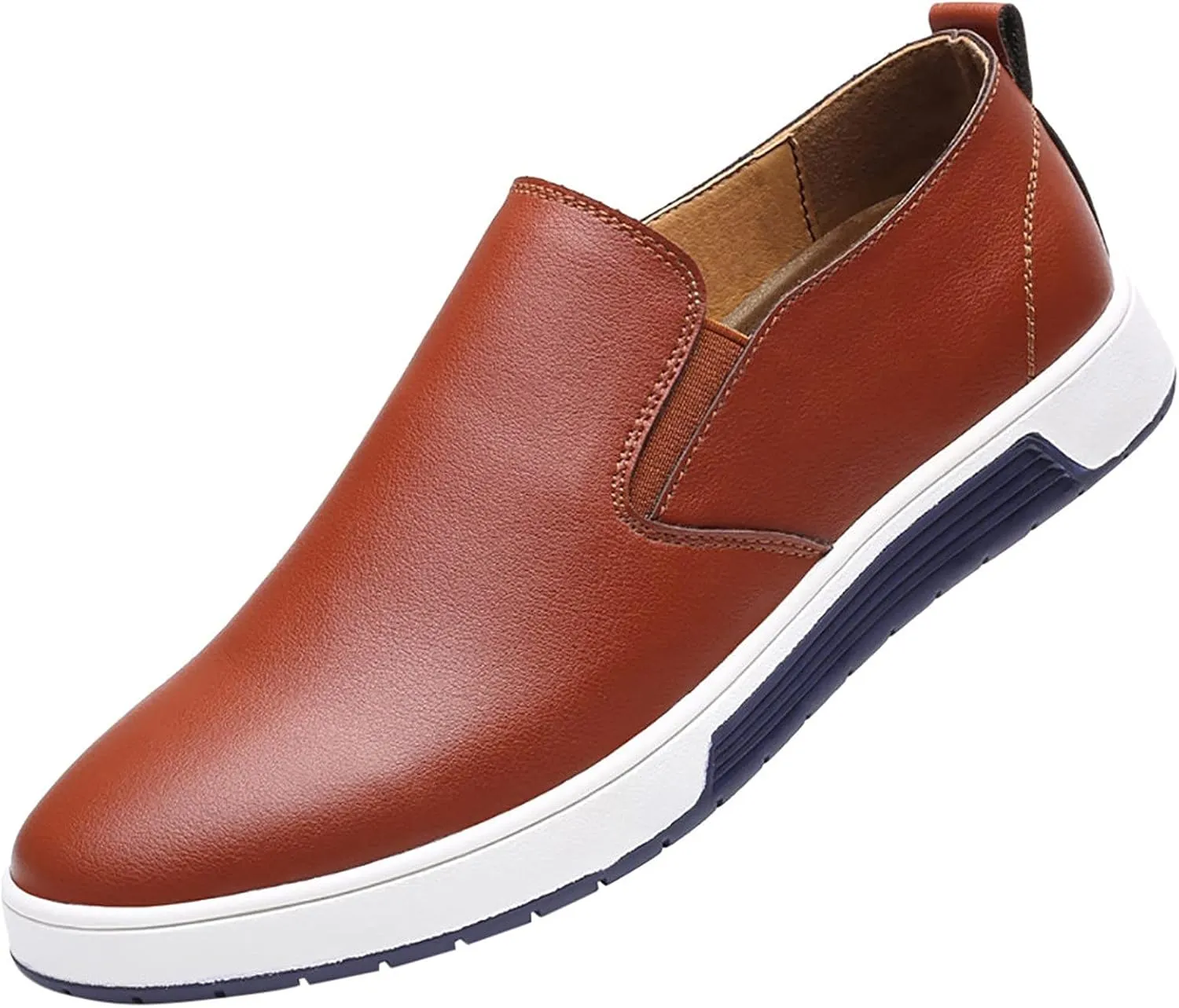 Shoes Solid Leather Business Formal Wear Breathable Slip On Leisure Style Men's Color Men's Comfy Dress (Brown, 10.5)