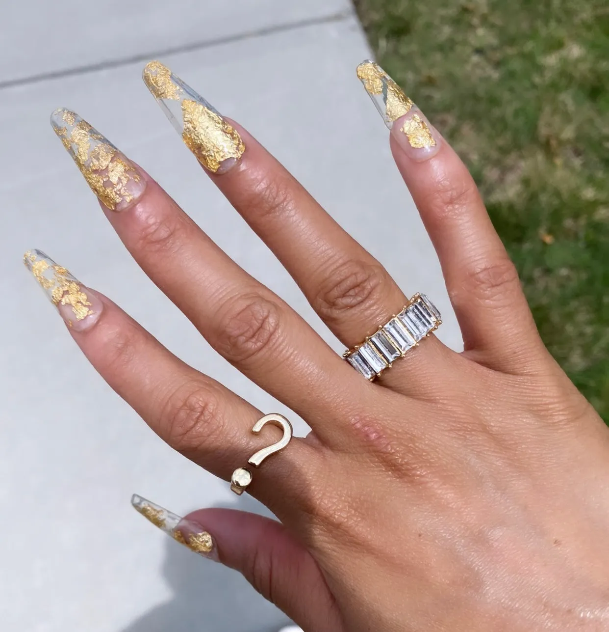 Smoke and Mirrors Eternity Baguette Ring | Clear & Gold