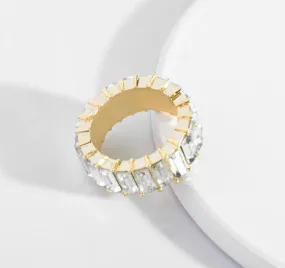 Smoke and Mirrors Eternity Baguette Ring | Clear & Gold