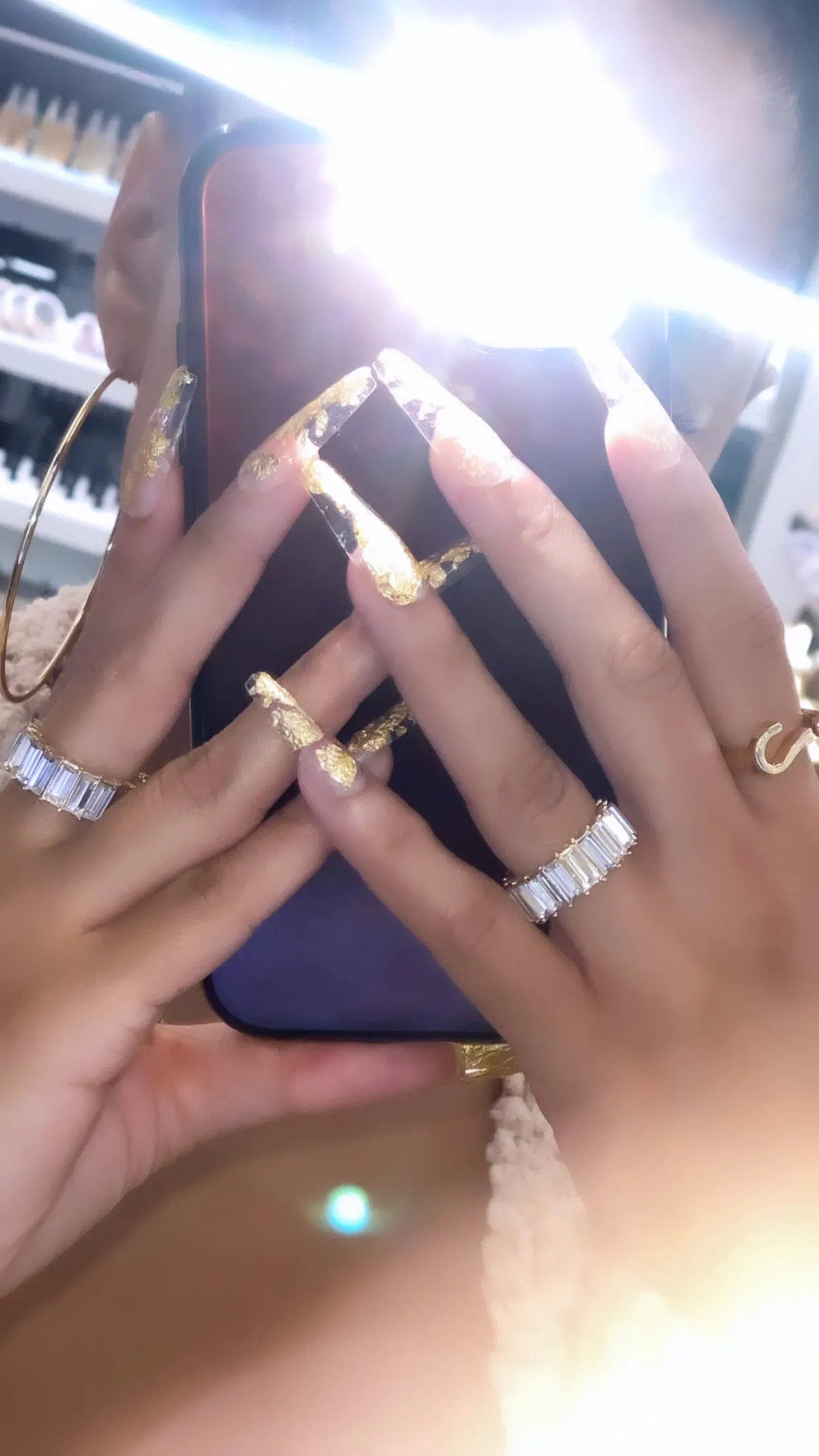 Smoke and Mirrors Eternity Baguette Ring | Clear & Gold