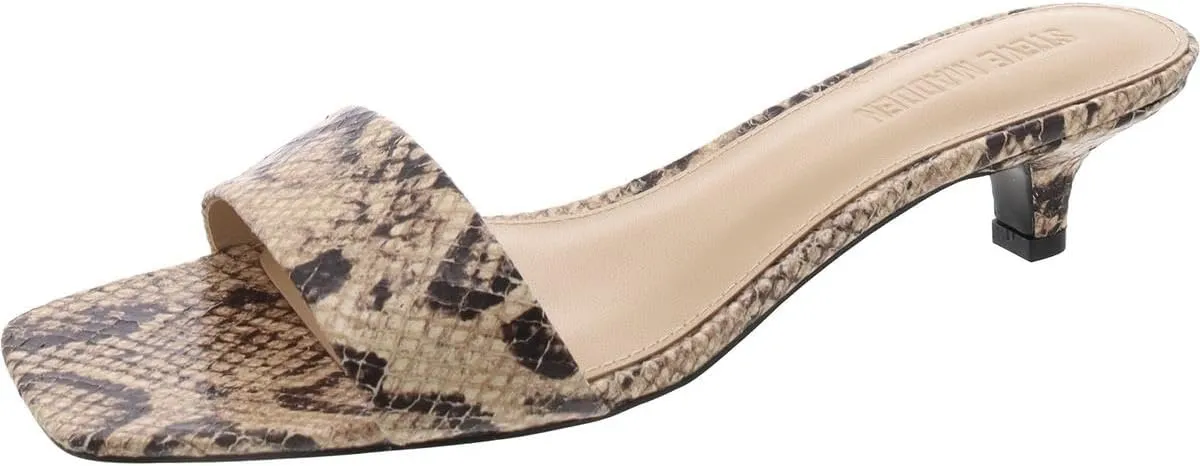 Steve Madden Womens Trinity Embossed Leather Kitten Heels