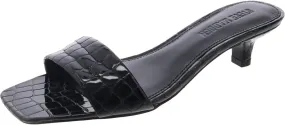 Steve Madden Womens Trinity Embossed Leather Kitten Heels