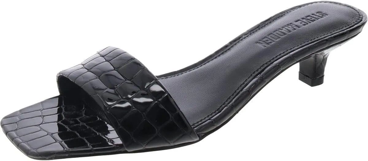 Steve Madden Womens Trinity Embossed Leather Kitten Heels