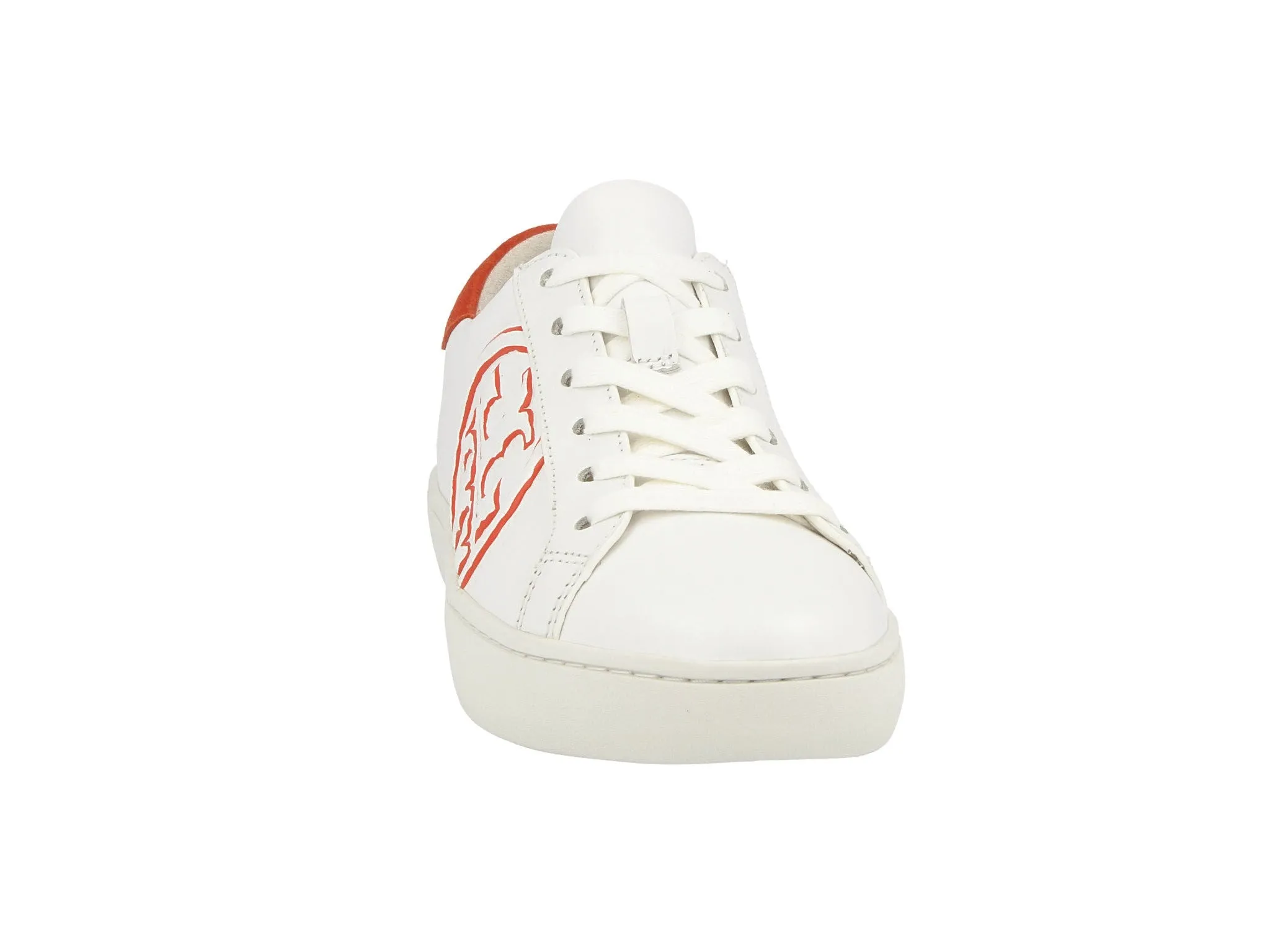 T- Logo Sneaker in Snow White & Canyon Orange