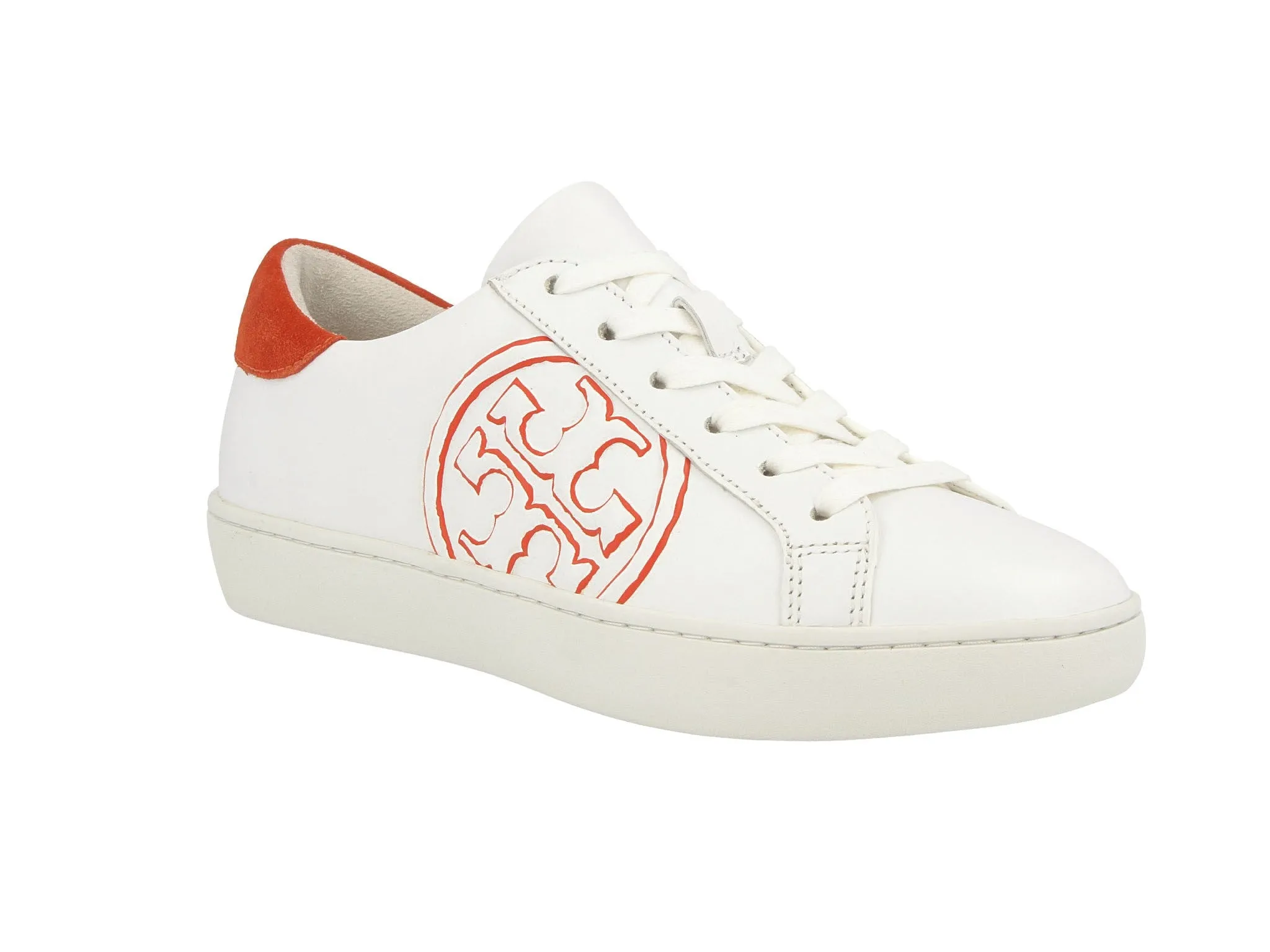 T- Logo Sneaker in Snow White & Canyon Orange