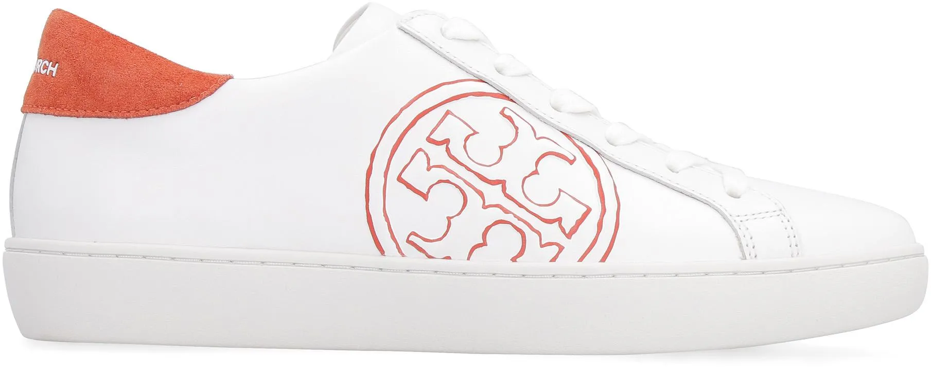 T- Logo Sneaker in Snow White & Canyon Orange