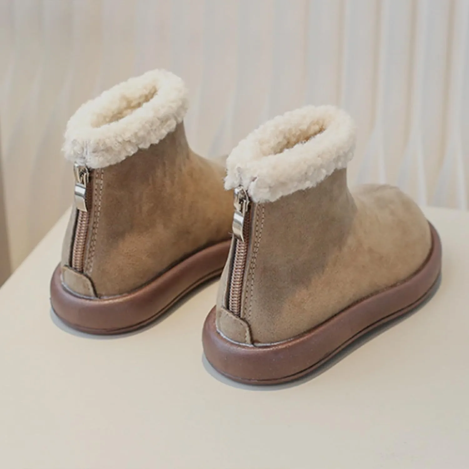 Toddler Plush Lining Snow Ankle Cozy Soft Sole Cotton Boots Cold Weather Comfortable Warm Plush Lined Toddler Boot