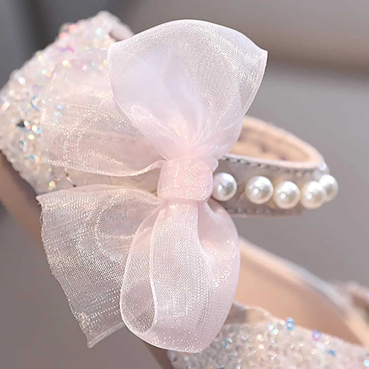 Toddler Sandals Girl, Girls Childrens Shoes Pearl Rhinestones Shining Kids Princess Shoes for Party and Wedding