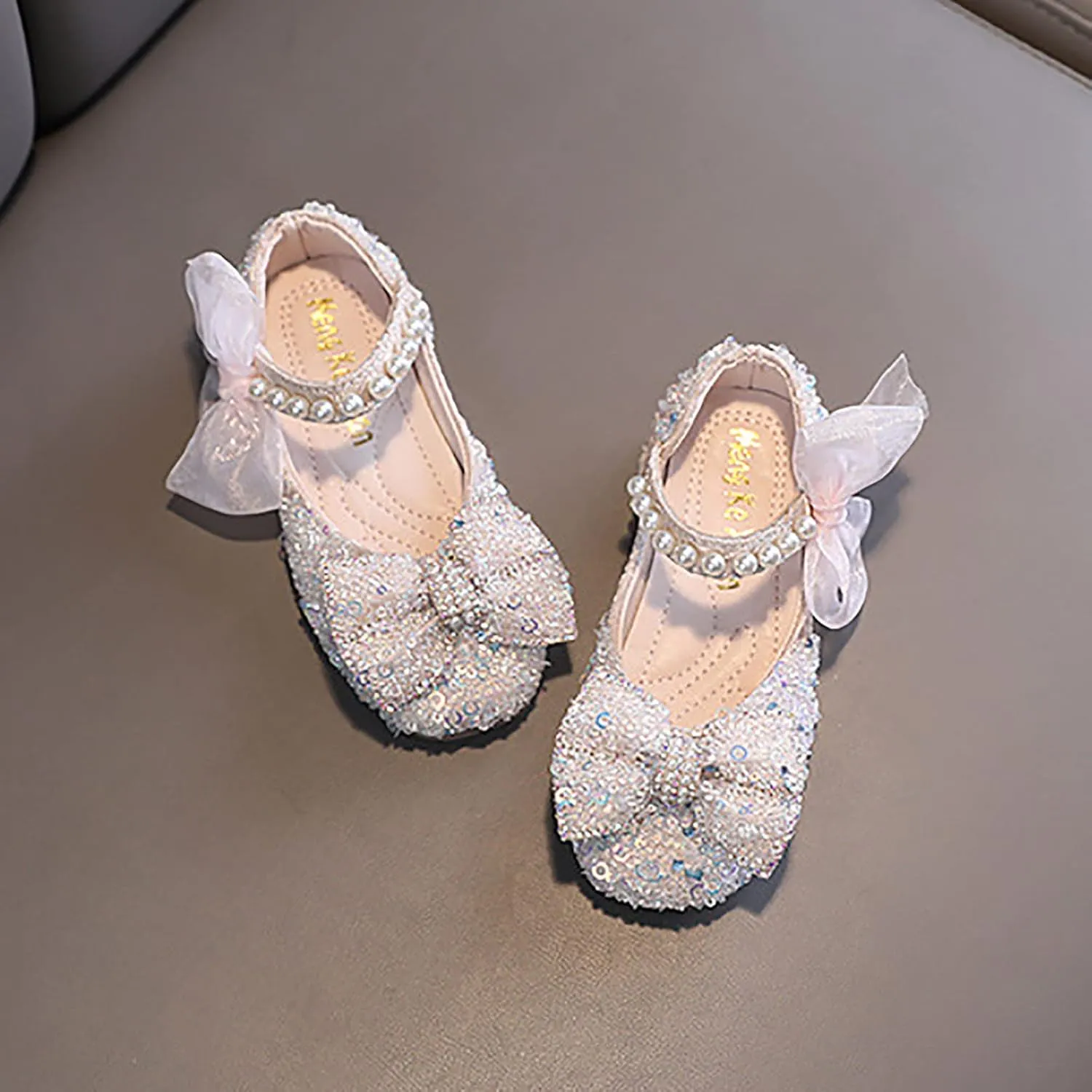 Toddler Sandals Girl, Girls Childrens Shoes Pearl Rhinestones Shining Kids Princess Shoes for Party and Wedding