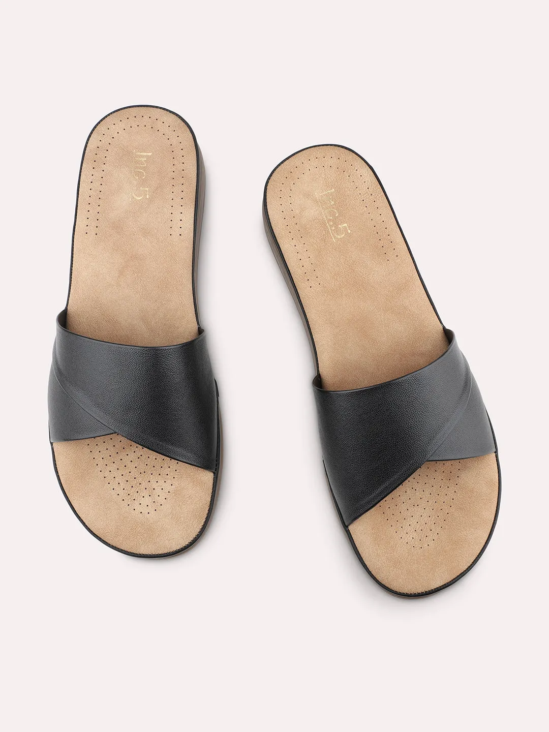 Women Black Open Toe Comfort Heels 
