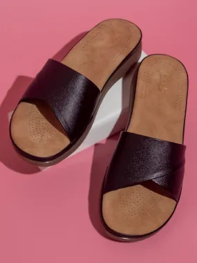 Women Black Open Toe Comfort Heels 