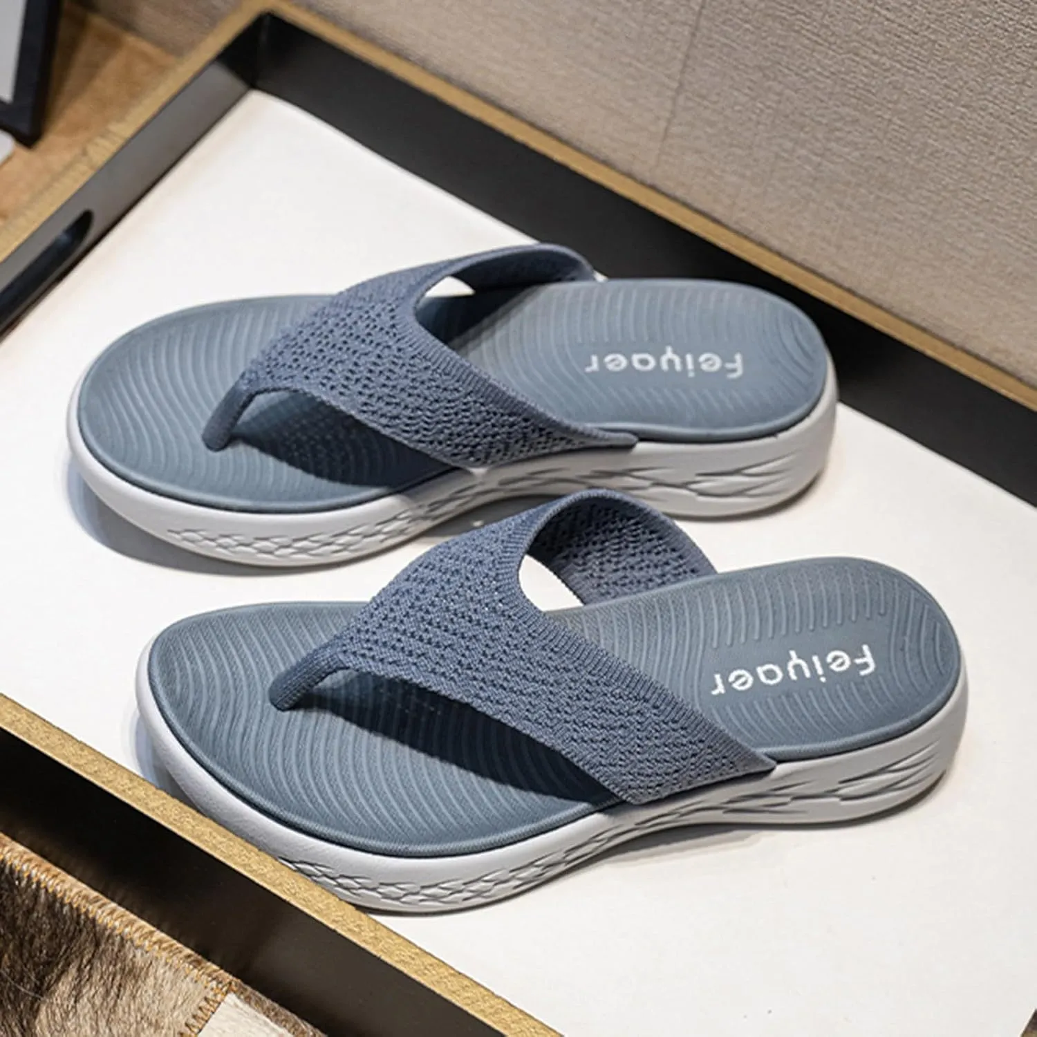 Women Shoes Wedge Thick Soled Flip Flops Fashionable Outdoor Beach Sandals Women Lime Sandals Slippers for Beach