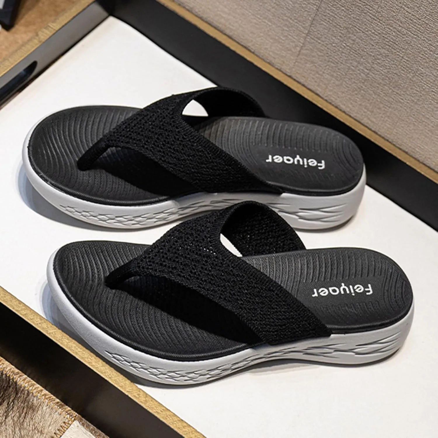 Women Shoes Wedge Thick Soled Flip Flops Fashionable Outdoor Beach Sandals Women Lime Sandals Slippers for Beach