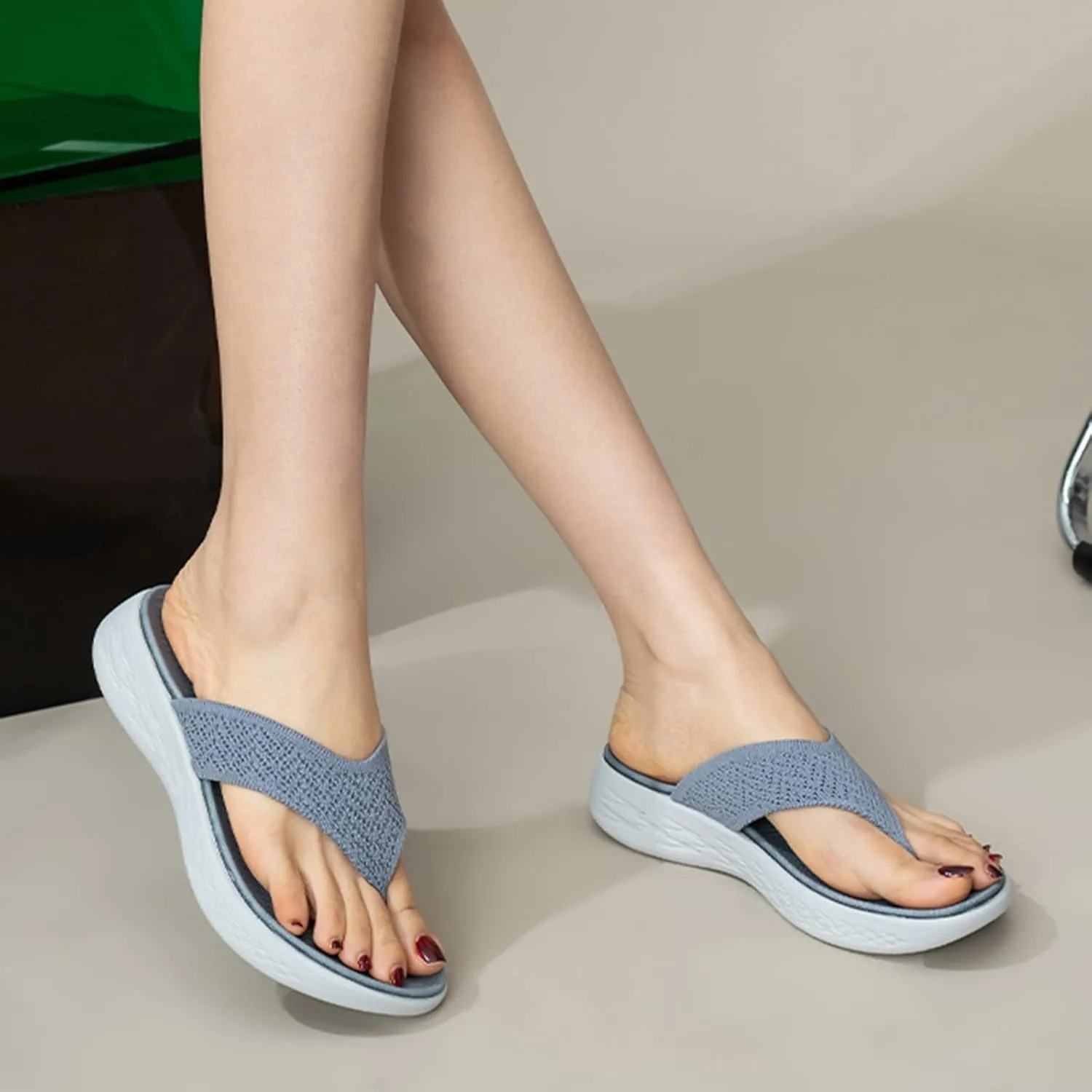 Women Shoes Wedge Thick Soled Flip Flops Fashionable Outdoor Beach Sandals Women Lime Sandals Slippers for Beach