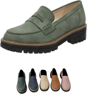 Women's Loafers Thick Sole Loafers Lug Sole Comfortable Loafers Suitable for Work, Business and Casual Dress Shoes