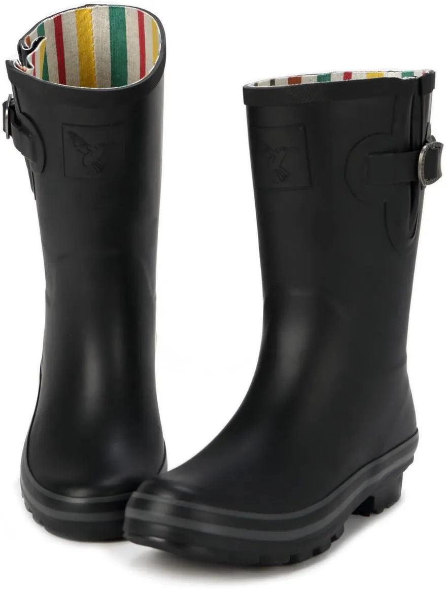 Women's Rain Boot Waterproof Mid-Calf Boots Cute Printing Rainbow Rain Boots Wellies Rain Shoes UK Brand