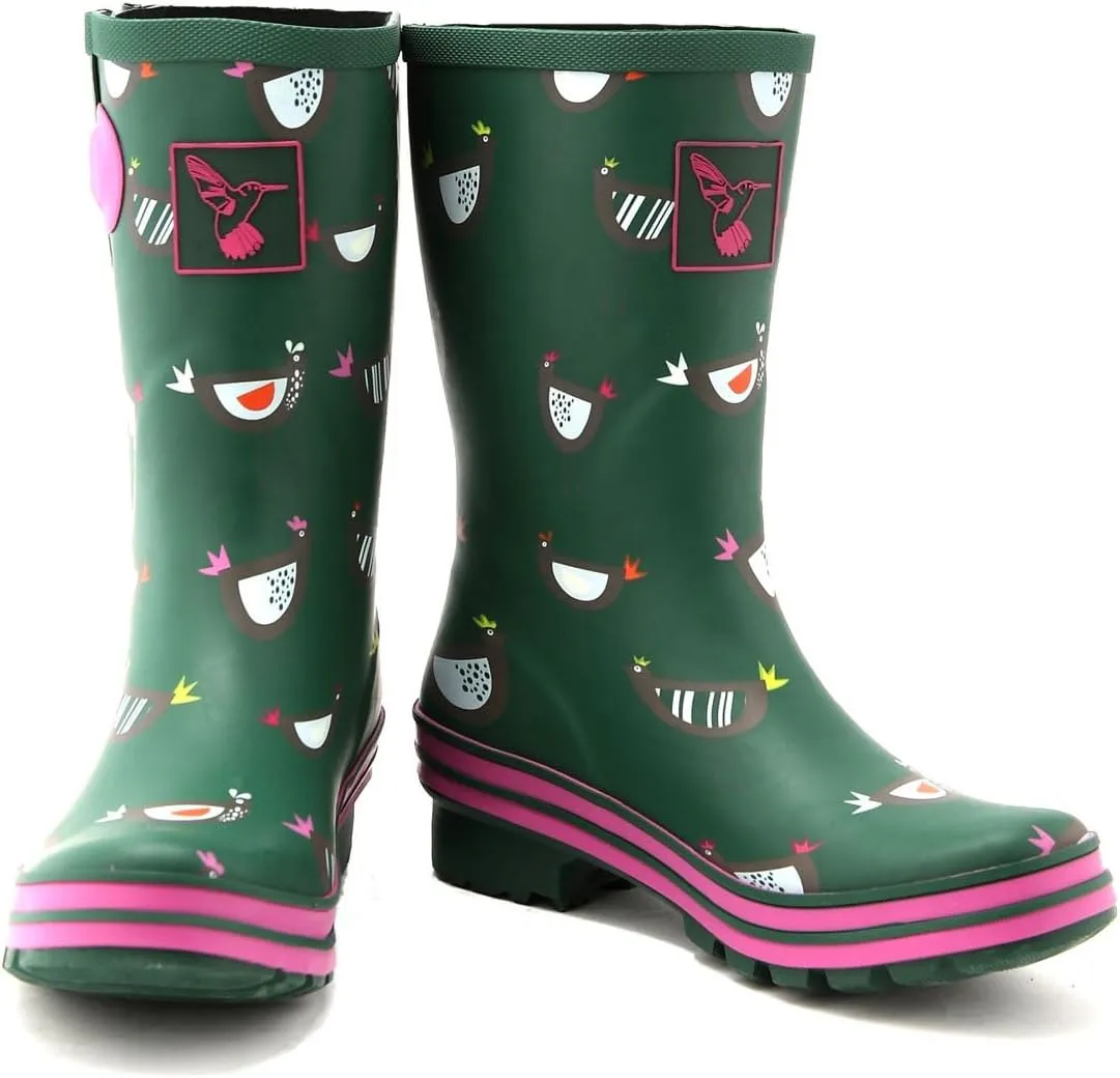 Women's Rain Boot Waterproof Mid-Calf Boots Cute Printing Rainbow Rain Boots Wellies Rain Shoes UK Brand