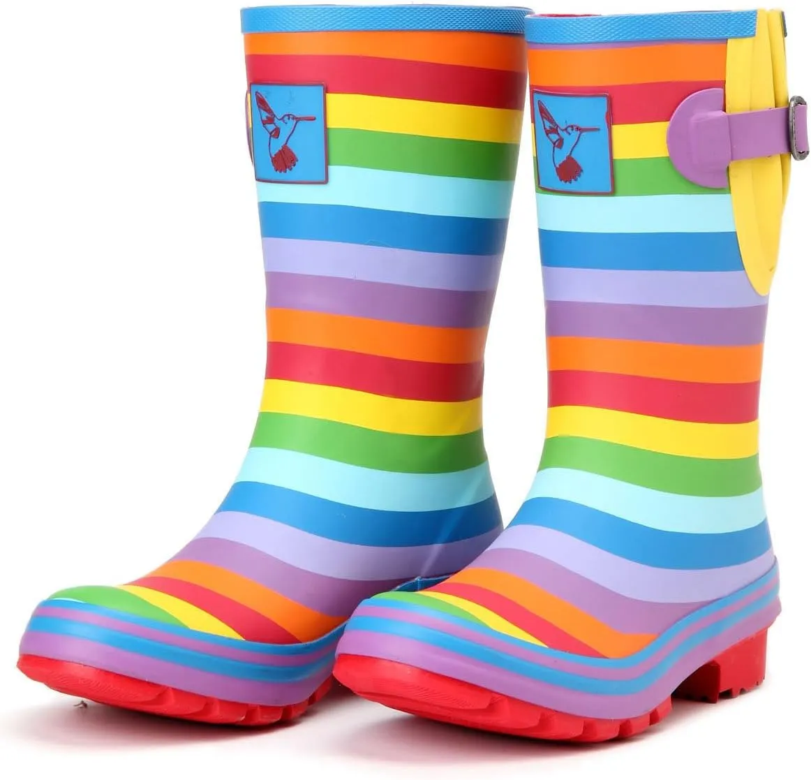 Women's Rain Boot Waterproof Mid-Calf Boots Cute Printing Rainbow Rain Boots Wellies Rain Shoes UK Brand
