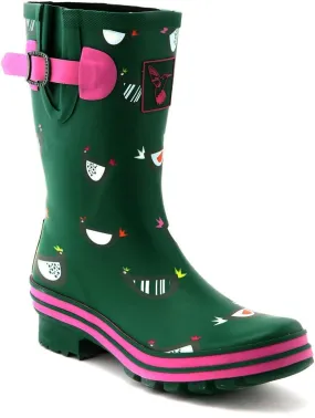 Women's Rain Boot Waterproof Mid-Calf Boots Cute Printing Rainbow Rain Boots Wellies Rain Shoes UK Brand