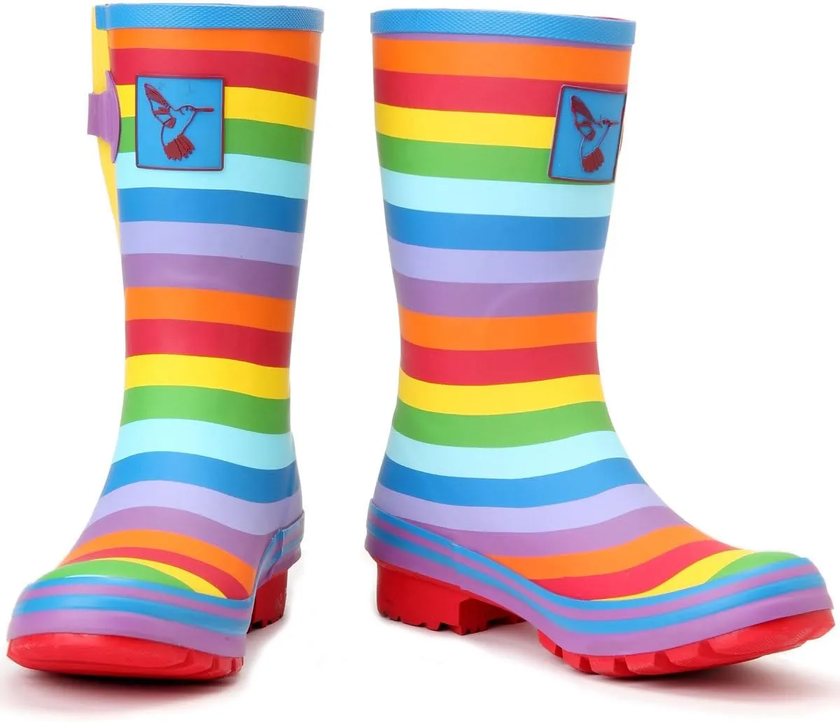 Women's Rain Boot Waterproof Mid-Calf Boots Cute Printing Rainbow Rain Boots Wellies Rain Shoes UK Brand
