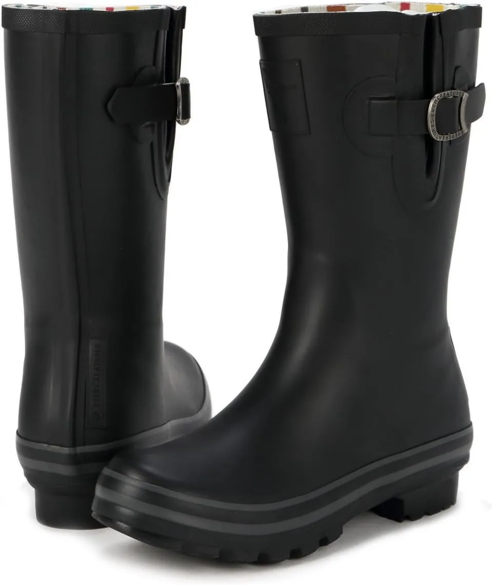 Women's Rain Boot Waterproof Mid-Calf Boots Cute Printing Rainbow Rain Boots Wellies Rain Shoes UK Brand