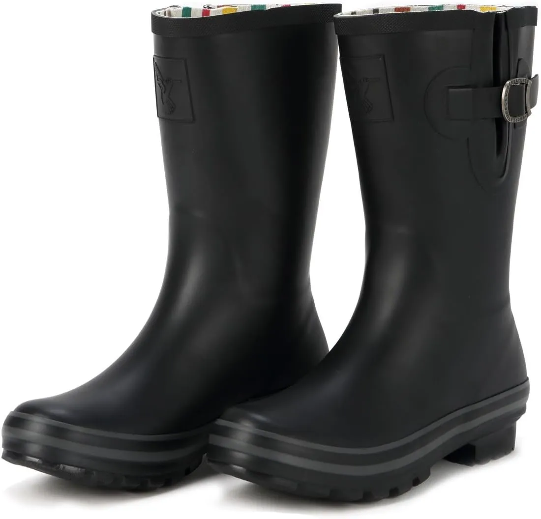 Women's Rain Boot Waterproof Mid-Calf Boots Cute Printing Rainbow Rain Boots Wellies Rain Shoes UK Brand