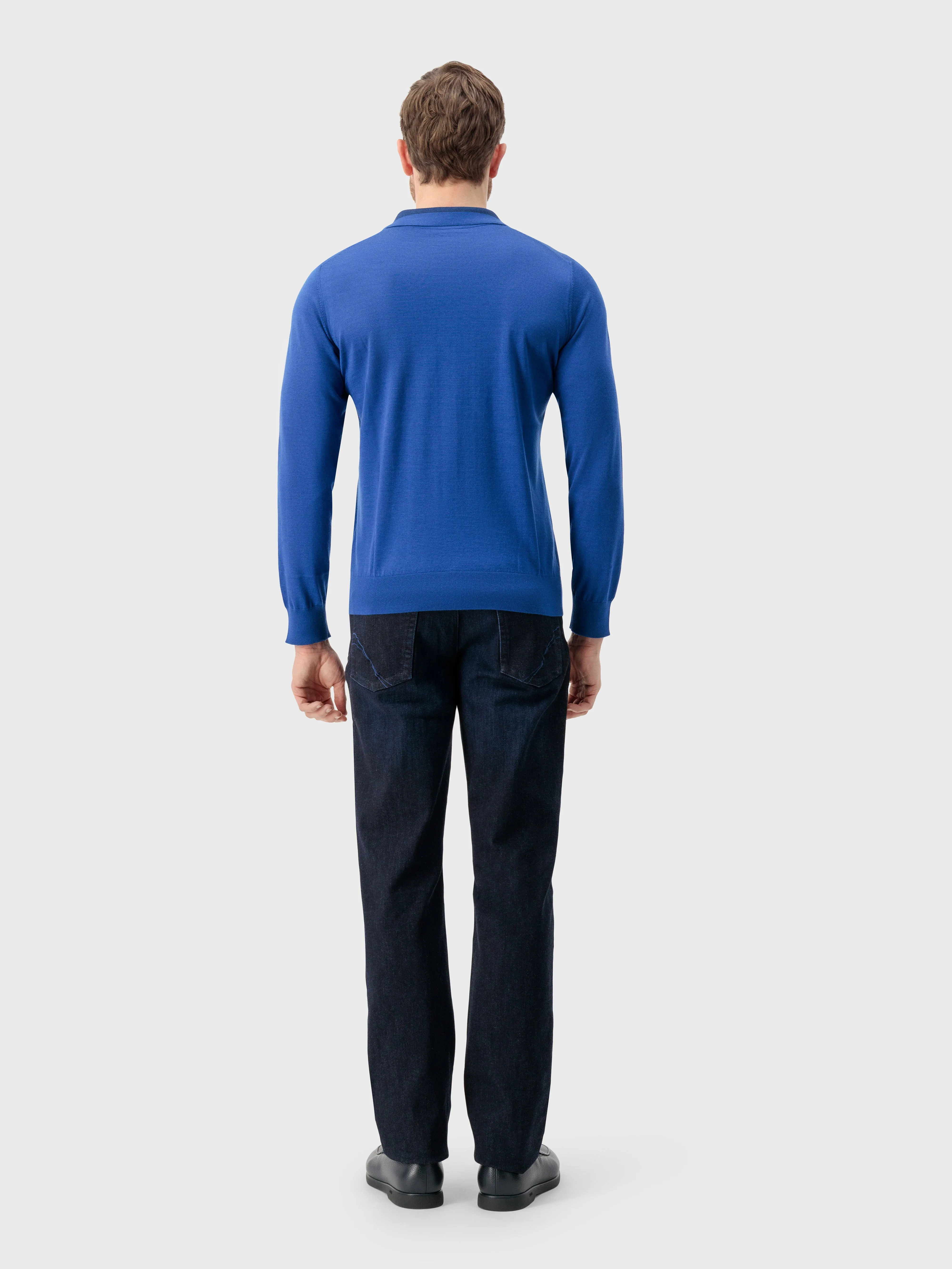 Zipped Polo Shirt Bright Blue