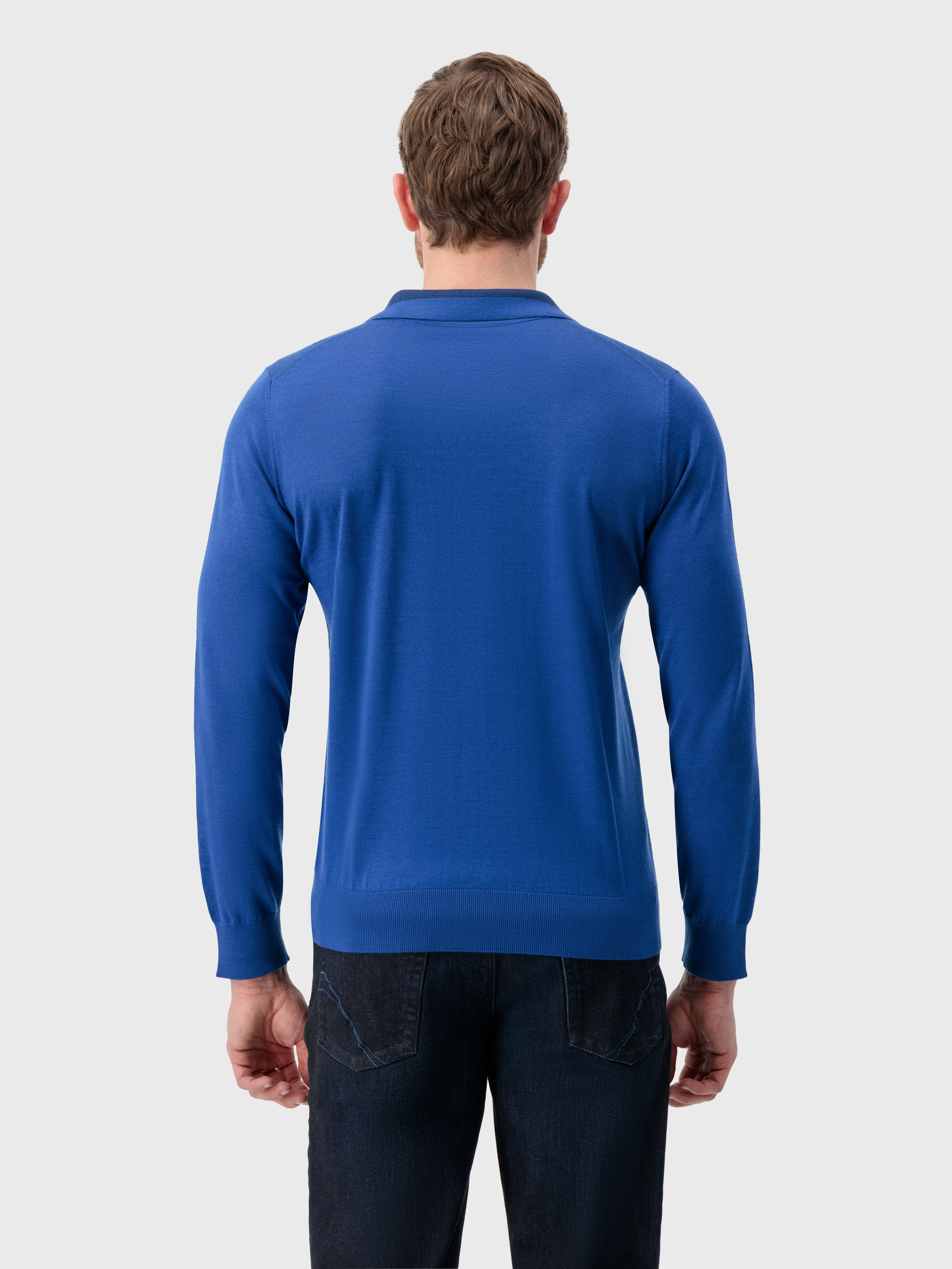 Zipped Polo Shirt Bright Blue